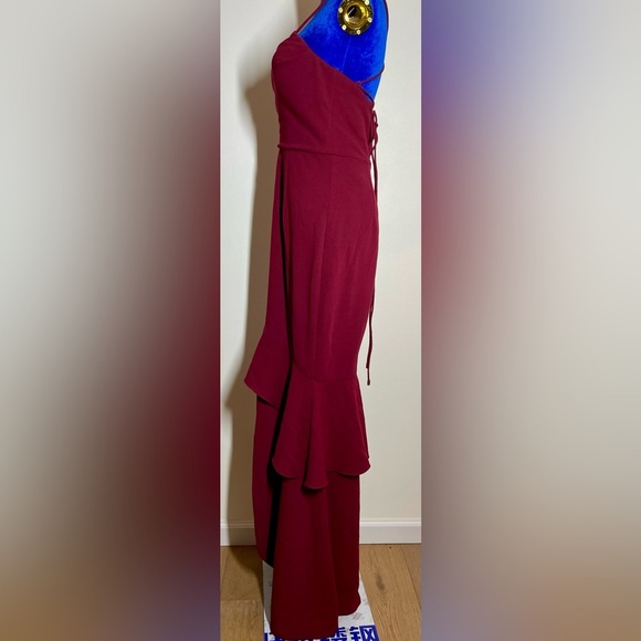 Bariano Australia | Maroon Lace Up Mermaid Dress | AUS 8 US 4 - Picture 3 of 6